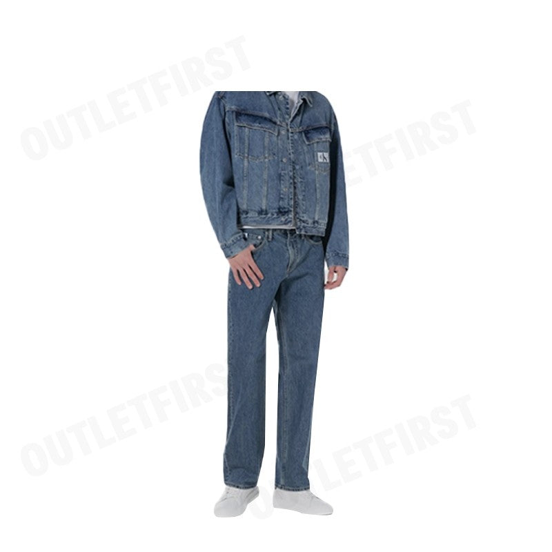 CALVIN KLEIN รุ่น MEN'S STONE BLUE 90S STRAIGHT FIT DENIM CODE J324989 1A4 NI กางเกงยีนส์ขายาว กางเกงยีนส์ กางเกงผู้ชาย