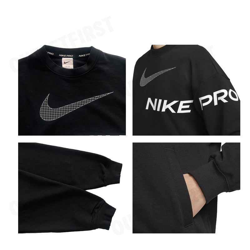 NIKE รุ่น DRI-FIT GET FIT WOMEN'S FRENCH TERRY GRAPHIC CREW-NECK SWEATSHIRT CODE: DX0075 010 เสื้อสเวตเตอร์แขนยาว