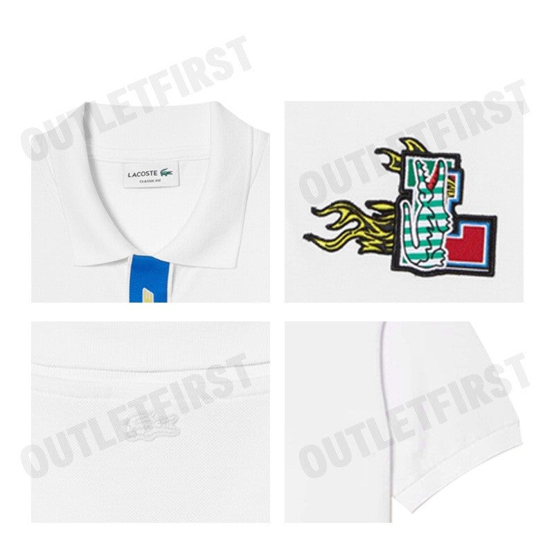 LACOSTE รุ่น MEN'S CONTRAST PLACKET AND CROCODILE BADGE POLO CODE: PH1465 10 001 เสื้อโปโล เสื้อโปโลแขนสั้น