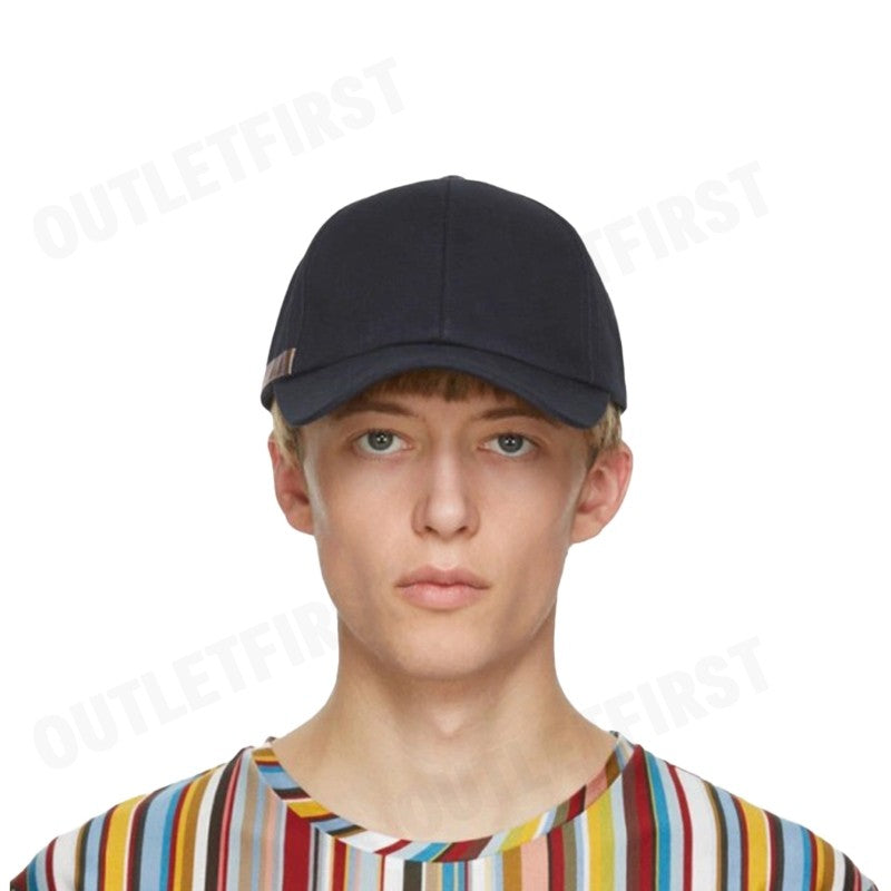 PAUL SMITH รุ่น LINEN BASEBALL CAP (NAVY) CODE: M1A-987DT-M01427 หมวกแก็ป หมวกแฟชั่น หมวกทรงเบสบอล