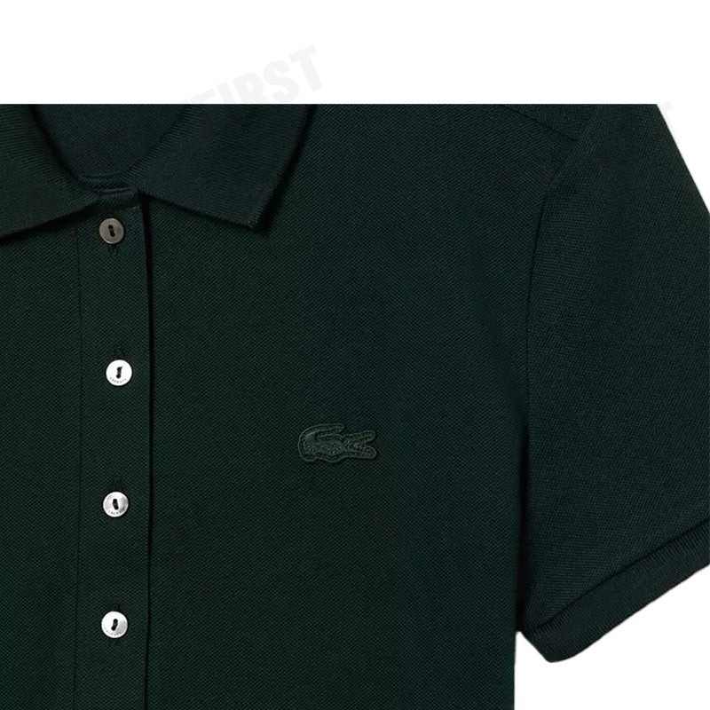 LACOSTE รุ่น WOMEN'S LACOSTE SLIM FIT STRETCH COTTON STRIPED POLO CODE: EF5473 10 YZP เดรสโปโลหญิง เดรสแขนสั้น เดรสคอปก