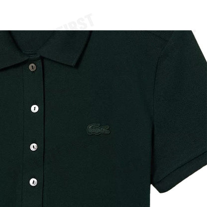 LACOSTE รุ่น WOMEN'S LACOSTE SLIM FIT STRETCH COTTON STRIPED POLO CODE: EF5473 10 YZP เดรสโปโลหญิง เดรสแขนสั้น เดรสคอปก