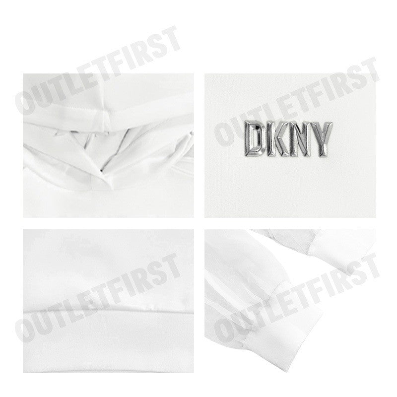 DKNY รุ่น ORGANZA SLEEVE CROP HOODIE CODE: P4BHSWSH IVY เสื้อครอปแขนยาว เสื้อครอปผู้หญิง เสื้อครอปมีฮู้ด