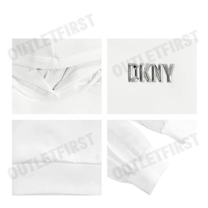 DKNY รุ่น ORGANZA SLEEVE CROP HOODIE CODE: P4BHSWSH IVY เสื้อครอปแขนยาว เสื้อครอปผู้หญิง เสื้อครอปมีฮู้ด