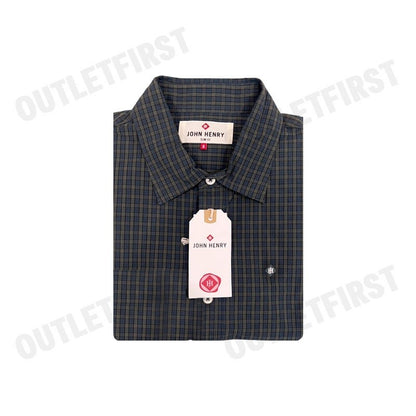 JOHN HENRY รุ่น MEN'S SHORT SLEEVES SLIM FIT SHIRT (GREEN) CODE: JH F424MSSSM41 เสื้อเชิ้ตแขนสั้น เสื้อเชิ้ต เสื้อผู้ชาย