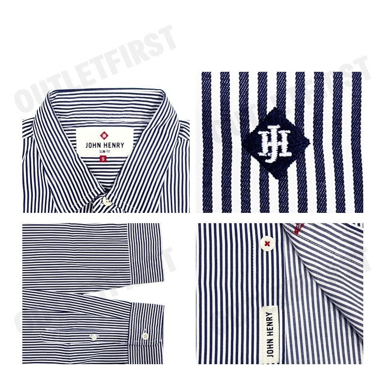 JOHN HENRY รุ่น MEN'S LONG SLEEVES SLIM FIT SHIRT (NAVY) CODE: JH F424MSLSM38 เสื้อเชิ้ตแขนยาว เสื้อเชิ้ต เสื้อทำงาน