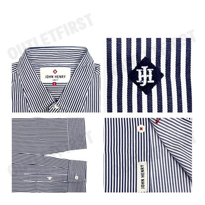 JOHN HENRY รุ่น MEN'S LONG SLEEVES SLIM FIT SHIRT (NAVY) CODE: JH F424MSLSM38 เสื้อเชิ้ตแขนยาว เสื้อเชิ้ต เสื้อทำงาน