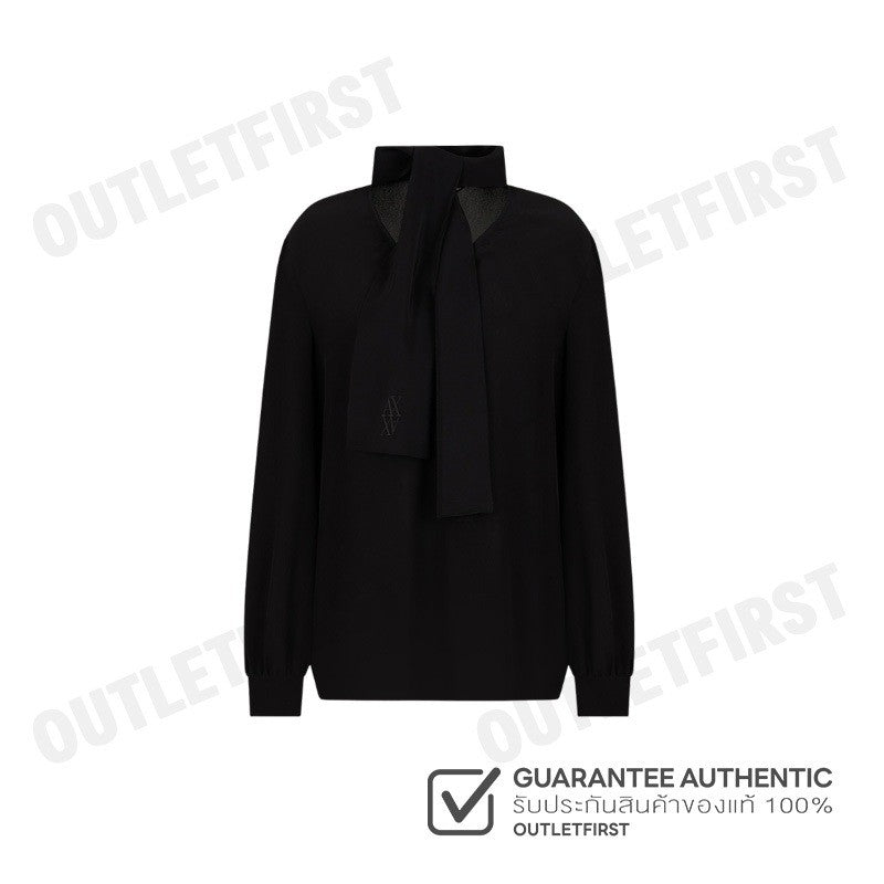 ARMANI EXCHANGE  รุ่น WOMEN'S CREPE DE CHINE SHIRT WITH BOW CODE: 6DYH04 YN6UZ 1200 เสื้อเบลาส์ผู้หญิง เสื้อสีดำ