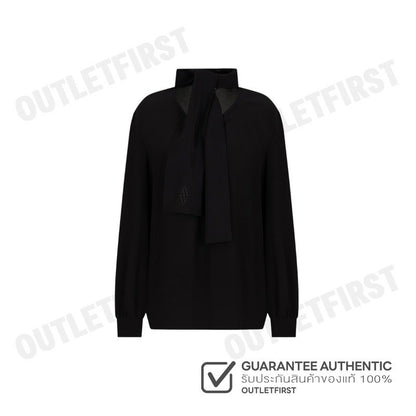 ARMANI EXCHANGE  รุ่น WOMEN'S CREPE DE CHINE SHIRT WITH BOW CODE: 6DYH04 YN6UZ 1200 เสื้อเบลาส์ผู้หญิง เสื้อสีดำ