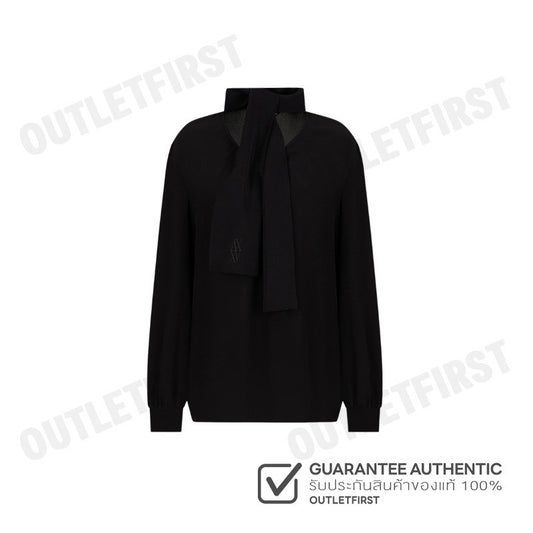 ARMANI EXCHANGE  รุ่น WOMEN'S CREPE DE CHINE SHIRT WITH BOW CODE: 6DYH04 YN6UZ 1200 เสื้อเบลาส์ผู้หญิง เสื้อสีดำ