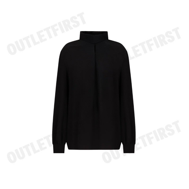 ARMANI EXCHANGE  รุ่น WOMEN'S CREPE DE CHINE SHIRT WITH BOW CODE: 6DYH04 YN6UZ 1200 เสื้อเบลาส์ผู้หญิง เสื้อสีดำ