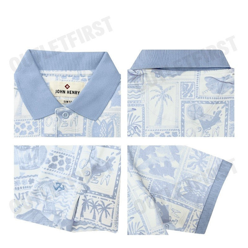 JOHN HENRY รุ่น MEN'S SLIM FIT POLO SHIRT (BLUE) CODE: JH S325MPLSM28 เสื้อโปโลผู้ชาย เสื้อโปโลจอน เสื้อโปโลแขนสั้น