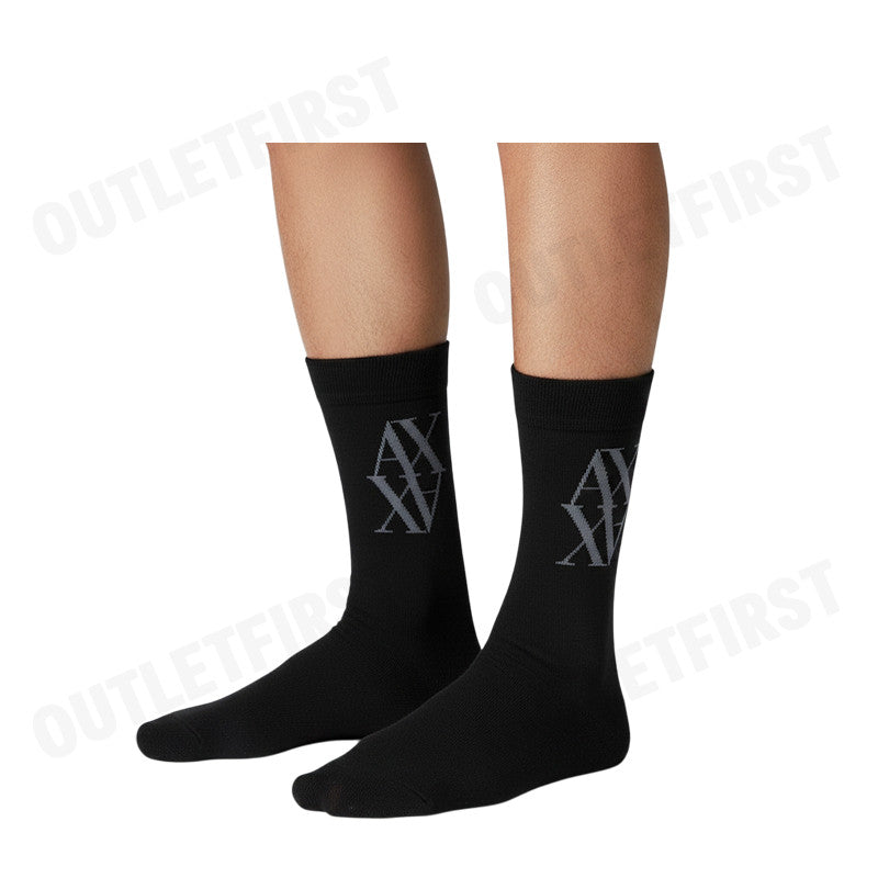 ARMANI EXCHANGE รุ่น RIBBED COTTON SOCKS WITH INLAID LOGO CODE: XW000914 AF13661 UC001 ถุงเท้า ถุงเท้ายูนิเซ็กส์