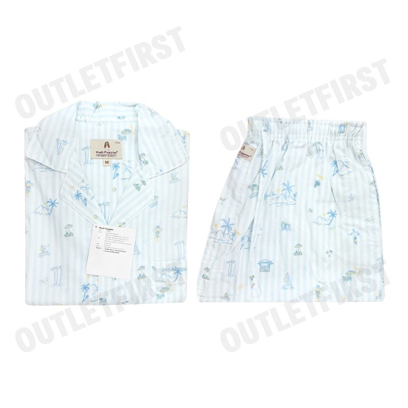 HUSH PUPPIES รุ่น MEN'S SHORT-SLEEVE SLEEPWEAR SET CODE: HU H8B178 (BLUE) เซ็ทชุดนอนผู้ชาย เสื้อแขนสั้น กางเกงขายาว