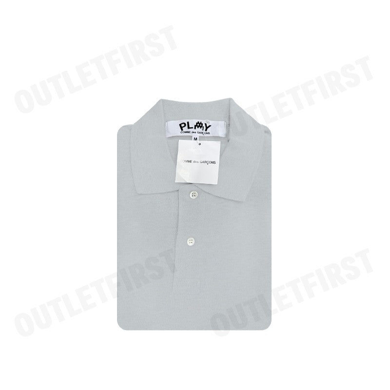 PLAY COMME DES GARÇONS รุ่น MEN POLO SHIRT CODE: AZ-T336 (GREY) เสื้อโปโลผู้ชาย เสื้อหัวใจสีแดงเอเลี่ยน เสื้อแขนสั้น