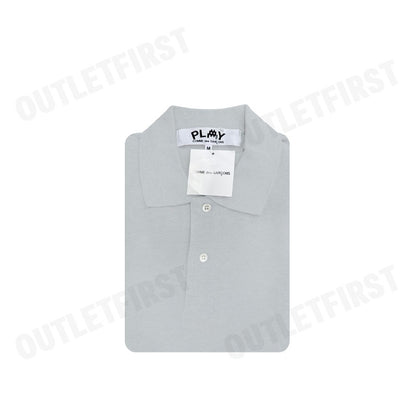 PLAY COMME DES GARÇONS รุ่น MEN POLO SHIRT CODE: AZ-T336 (GREY) เสื้อโปโลผู้ชาย เสื้อหัวใจสีแดงเอเลี่ยน เสื้อแขนสั้น