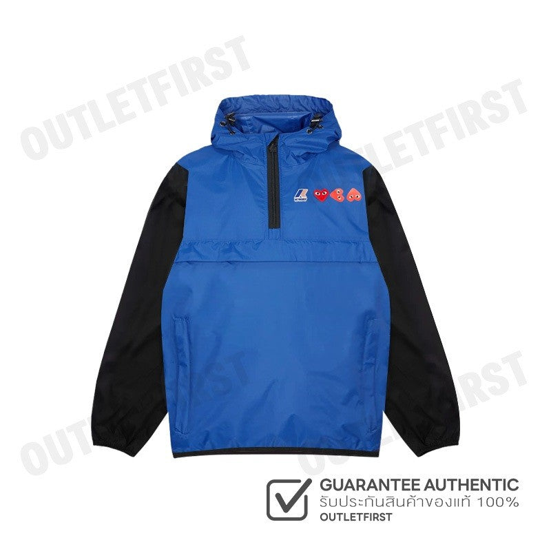PLAY COMME DES GARÇONS X K-WAY รุ่น MEN HALF ZIP JACKET CODE: AZ J506 051 2 2 (BLUE/BLACK) เสื้อแจ็คเก็ตผู้ชาย