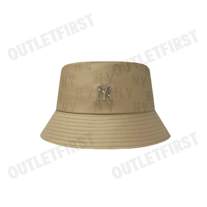 MLB รุ่น JACQUARD EMBO MONOGRAM BUCKET HAT CODE: 3AHTM014N 50BGS หมวกบักเก็ต หมวกสีเบจ หมวกเอ็มแอลบี