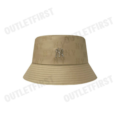 MLB รุ่น JACQUARD EMBO MONOGRAM BUCKET HAT CODE: 3AHTM014N 50BGS หมวกบักเก็ต หมวกสีเบจ หมวกเอ็มแอลบี