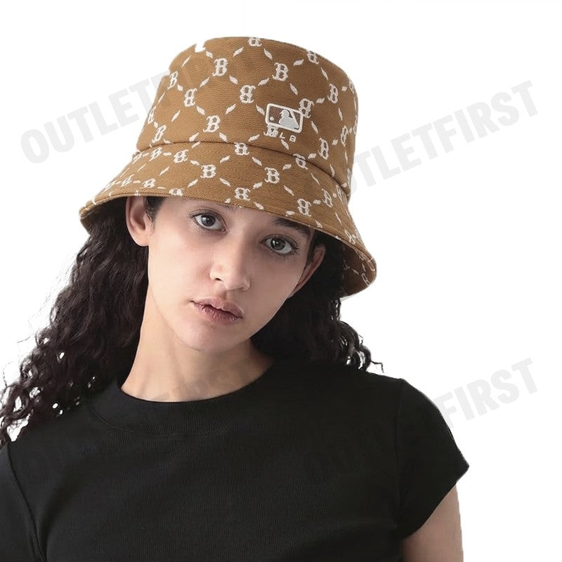 MLB รุ่น JACQUARD DIA MONOGRAM BUCKET HAT CODE: 3AHTM024N 43CAS หมวกบักเก็ต หมวกสีน้ำตาล หมวกยูนิเซ็กส์
