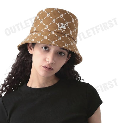 MLB รุ่น JACQUARD DIA MONOGRAM BUCKET HAT CODE: 3AHTM024N 43CAS หมวกบักเก็ต หมวกสีน้ำตาล หมวกยูนิเซ็กส์