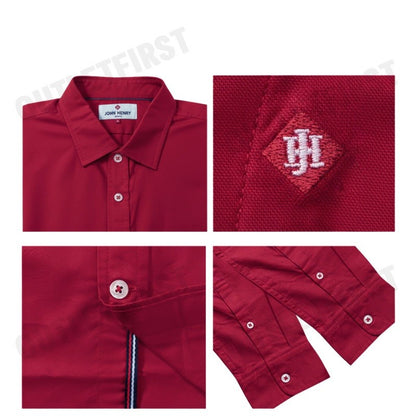 JOHN HENRY รุ่น MEN'S LONG SLEEVES SLIM FIT SHIRT (RED) CODE: JH F424MSLSM29 เสื้อเชิ้ต เสื้อแขนยาว เสื้อเชิ้ตผู้ชาย