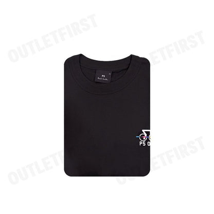 PS PAUL SMITH รุ่น 'ARTIST STRIPE' COLLAR COTTON T-SHIRT CODE: M2R 220X PP4704 79  เสื้อยืดคอกลม เสื้อผู้ชาย เสื้อสีดำ