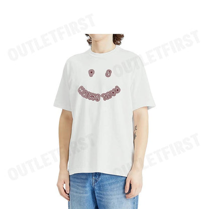 PS PAUL SMITH รุ่น MEN'S PS HAPPY T-SHIRT OFF-WHITE CODE: M2R 204Z PP5078 02 เสื้อยืดคอกลม เสื้อยืดผู้ชาย เสื้อยืดสีขาว