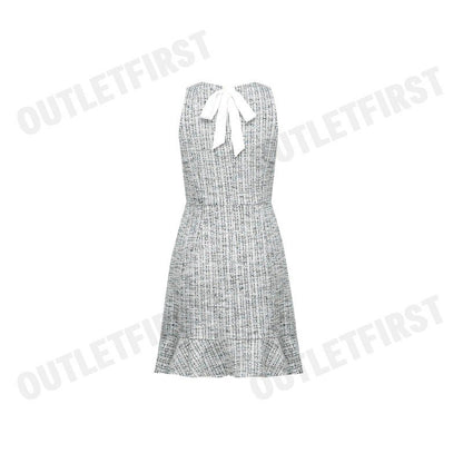 G2000 รุ่น WOMEN CLOTHING MERMAID HEM BOW BACK TWEED DRESS FIT & FLARE SHAPE CODE: 4623139601 ชุดเดรสผู้หญิง เดรสสีขาว