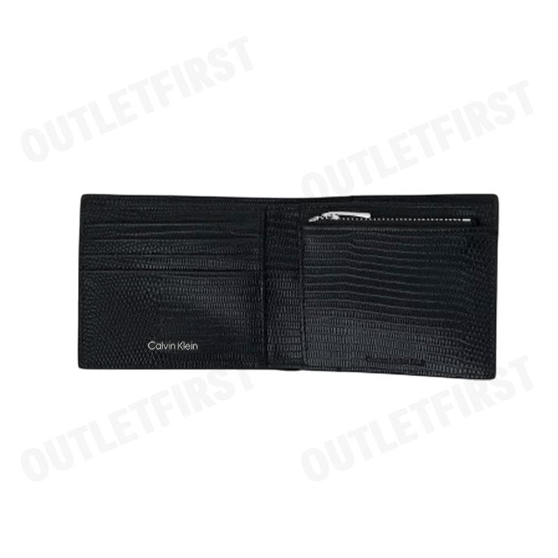 CALVIN KLEIN รุ่น LIZARD EMBOSSED BIFOLD WALLET CODE: 4D1102G UB1 กระเป๋าสตางค์ผู้ชาย ใบสั้น สีดำ