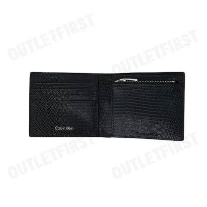CALVIN KLEIN รุ่น LIZARD EMBOSSED BIFOLD WALLET CODE: 4D1102G UB1 กระเป๋าสตางค์ผู้ชาย ใบสั้น สีดำ