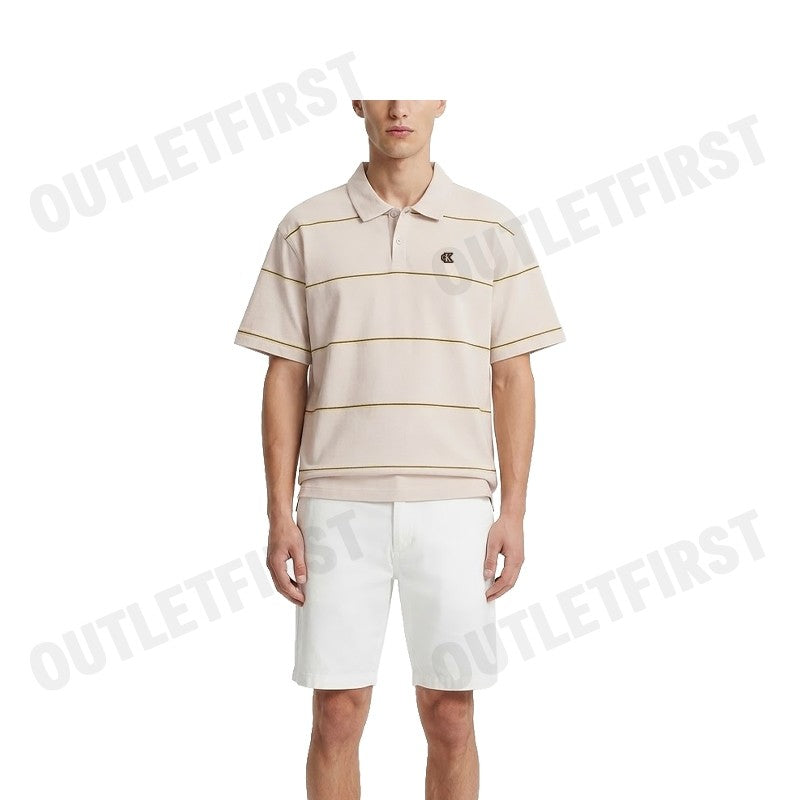 CALVIN KLEIN JEANS รุ่น MEN'S TEXTURED STRIPE EASY POLO SHIRT CODE: 4RC269G PDJ เสื้อโปโล เสื้อแขนสั้น เสื้อผู้ชาย