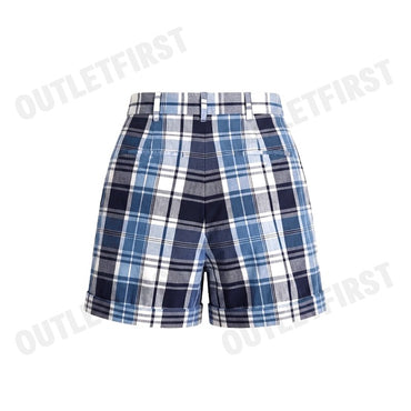 POLO RALPH LAUREN PLAID PLEATED COTTON SHORT COLOR BLUE CODE: 211924807001