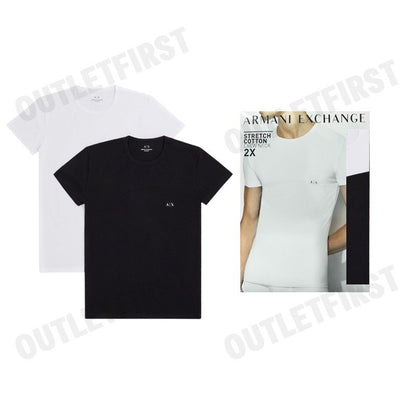 ARMANI EXCHANGE รุ่น PACK OF 2 JERSEY T-SHIRTS CODE: 956005 CC282 42520 เซ็ทเสื้อยืดคอกลม 2 ตัว เสื้อแขนสั้น เสื้อขาวดำ