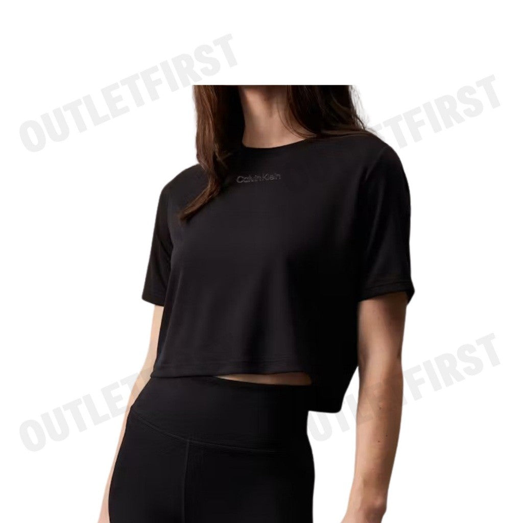 CALVIN KLEIN SPORT รุ่น CROPPED GYM T-SHIRT CODE: 4WS4K204 001 เสื้อครอป เสื้อยืดแขนสั้น เสื้อยืดผู้หญิง