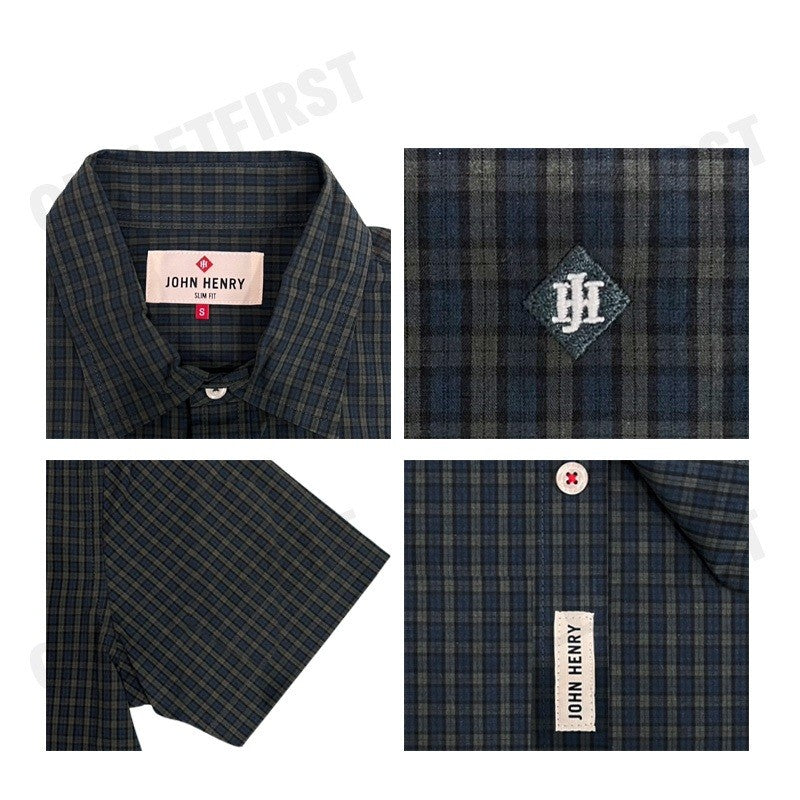 JOHN HENRY รุ่น MEN'S SHORT SLEEVES SLIM FIT SHIRT (GREEN) CODE: JH F424MSSSM41 เสื้อเชิ้ตแขนสั้น เสื้อเชิ้ต เสื้อผู้ชาย