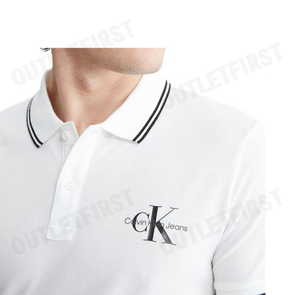 CALVIN KLEIN JEANS รุ่น MONOLOGO SLIM TIPPED POLO CODE: J324245 YAF เสื้อโปโล เสื้อโปโลแขนสั้น เสื้อโปโลผู้ชาย