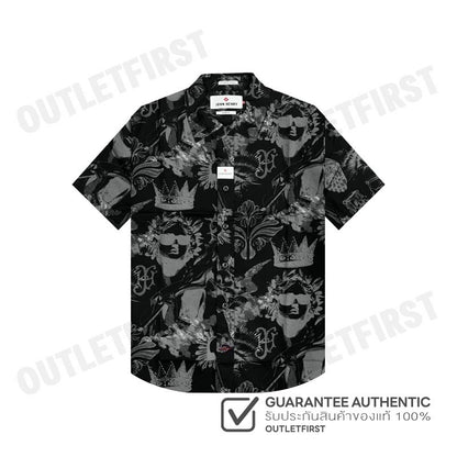 JOHN HENRY รุ่น MEN'S SHORT SLEEVES SLIM FIT SHIRT (BLACK) CODE: JH F424MSSSM32 เสื้อเชิ้ตแขนสั้น เสื้อเชิ้ตผู้ชาย