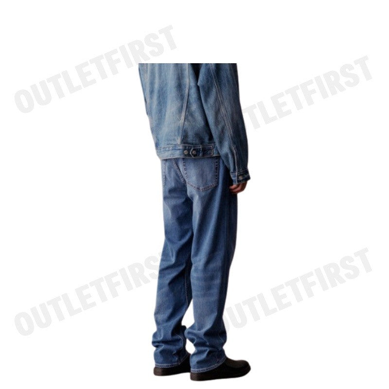 CALVIN KLEIN JEANS  รุ่น MEN'S 90 STRAIGHT FIT MID BLUE STONEWASH JEANS CODE: J326406 1A4 กางเกงยีนส์ผู้ชาย กางเกงขายาว