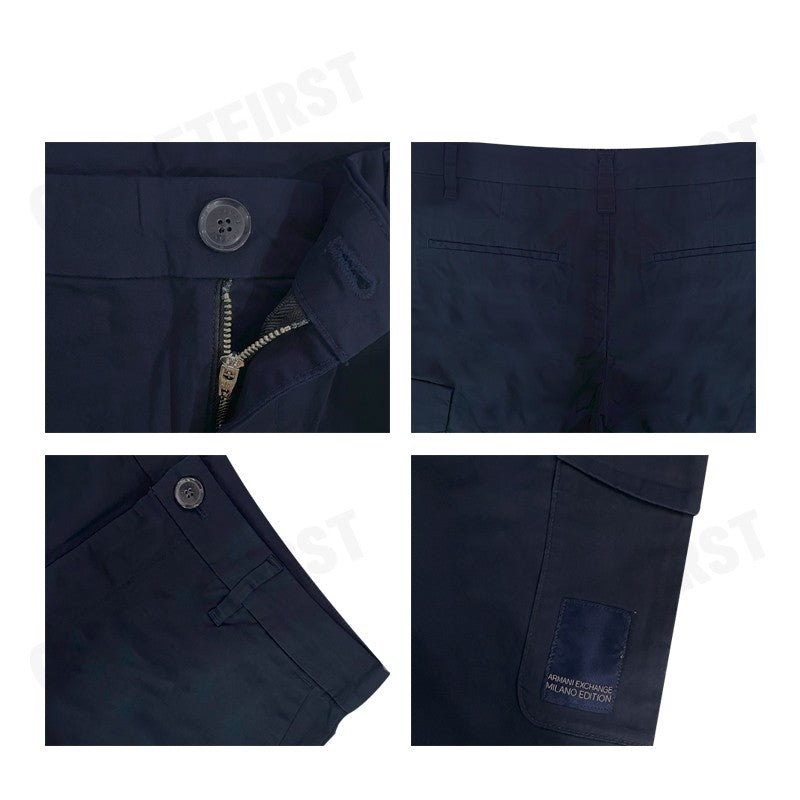 ARMANI EXCHANGE รุ่น MEN'S COTTON CARGO SHORTS WITH POCKETS CODE: 3DZS07 ZN3TZ 15DK กางเกงขาสั้นผู้ชาย  สีกรม สามส่วน