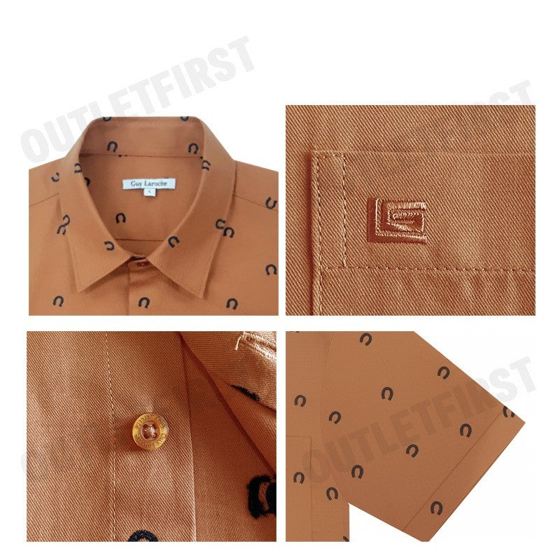 GUY LAROCHE รุ่น MAN'S SHORT SLEEVES SHIRT CODE: BAC9202W3BR เสื้อเชิ้ต เสื้อแขนสั้น เสื้อผู้ชาย