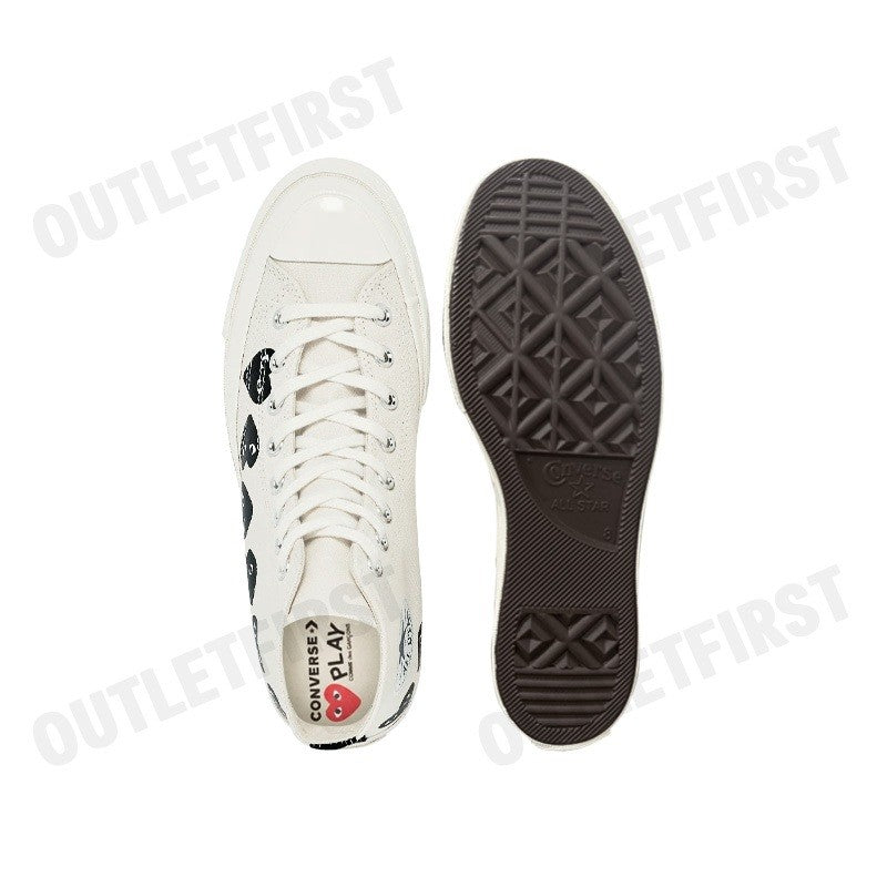 PLAY COMME DES GARÇONS X CONVERSE รุ่น CHUCK 70 MULTI HEART CODE: A08148C รองเท้าผ้าใบ รองเท้าข้อยาว รองเท้ายูนิเซ็กส์