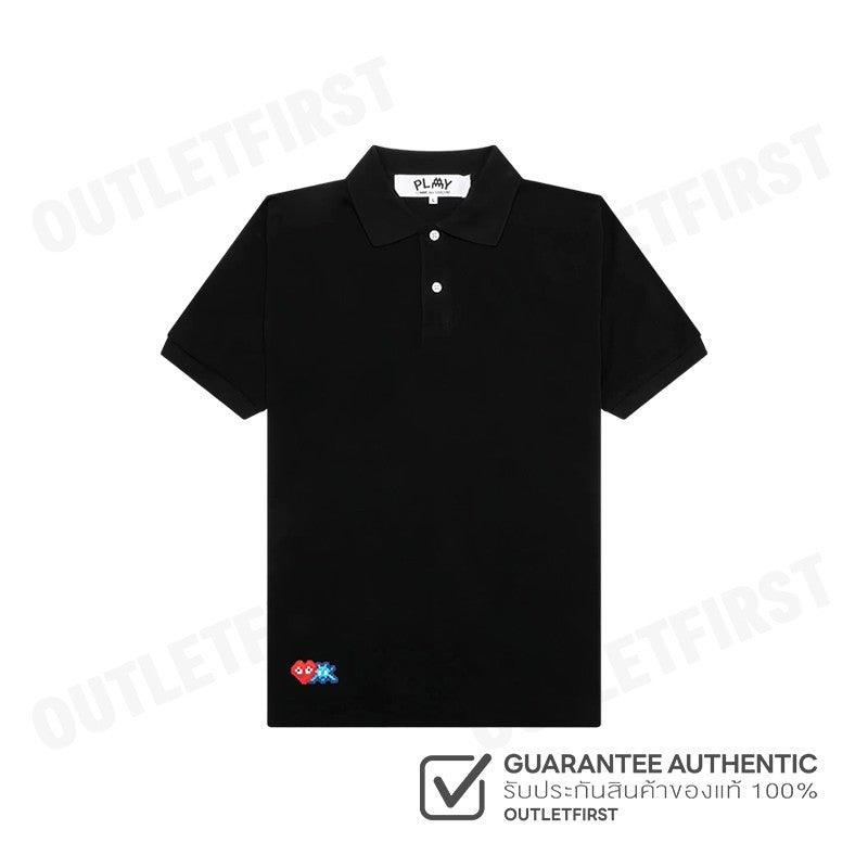 PLAY COMME DES GARÇONS รุ่น MEN POLO SHIRT CODE: AZ-T336 (BLACK) เสื้อโปโลผู้ชาย เสื้อหัวใจสีแดงเอเลี่ยน โปโลแขนสั้น