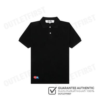 PLAY COMME DES GARÇONS รุ่น MEN POLO SHIRT CODE: AZ-T336 (BLACK) เสื้อโปโลผู้ชาย เสื้อหัวใจสีแดงเอเลี่ยน โปโลแขนสั้น