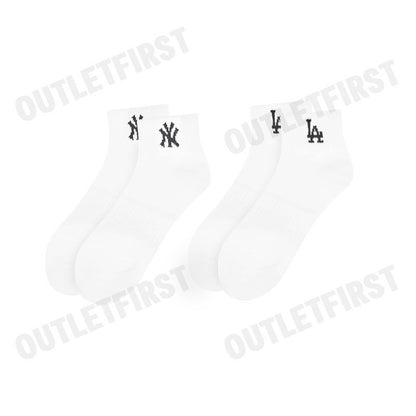 MLB รุ่น UNISEX SMALL LOGO LOW SOCKS 2 PAIRS SET CODE: 3ASOS044N 00WHS ถุงเท้า ถุงเท้าสีขาว ถุงเท้าข้อสั้น
