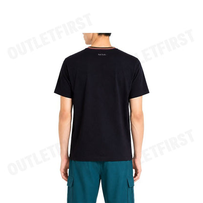 Paul Smith รุ่น 'Artist Stripe' Collar Cotton T-Shirt Code: M1R 697PS H00084 79 เสื้อยืดคอกลม เสื้อยืดผู้ชาย เสื้อสีดำ