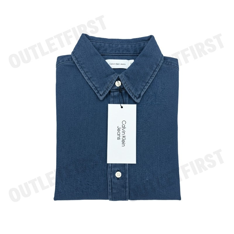 CALVIN KLEIN JEANS MEN'S SLIM FIT DENIM SHIRT COLOR BLUE CODE: J326026 1BJ
