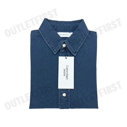 CALVIN KLEIN JEANS MEN'S SLIM FIT DENIM SHIRT COLOR BLUE CODE: J326026 1BJ