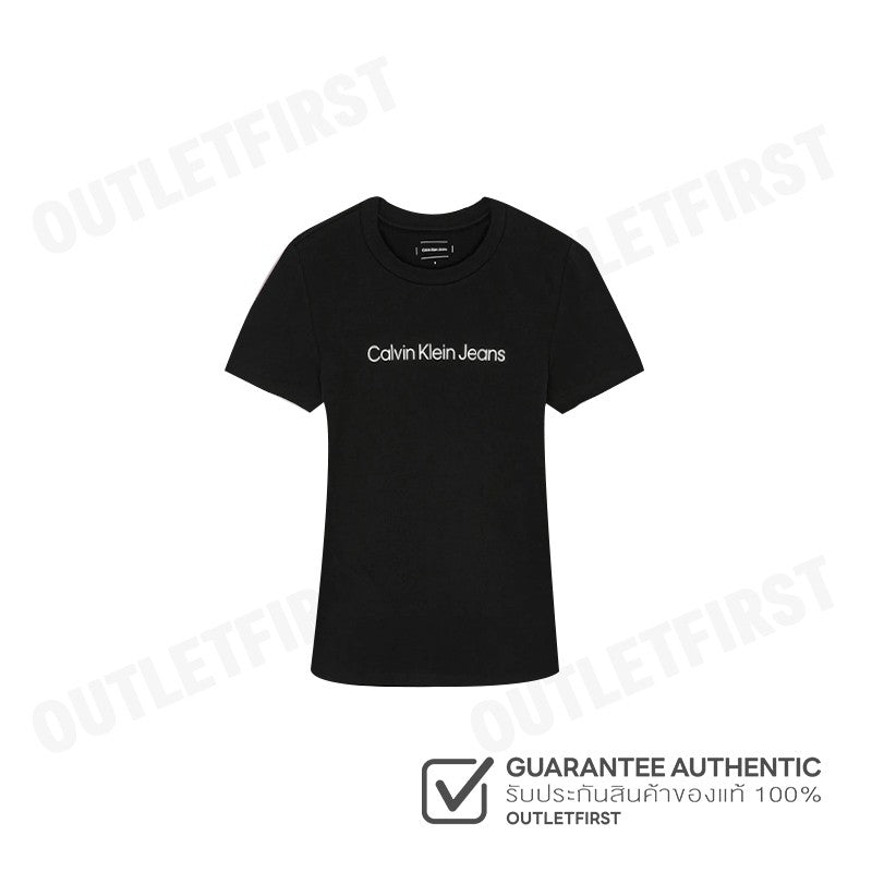 CALVIN KLEIN JEANS รุ่น INSTITUTIONAL LOGO SLIM TEE CODE: J224949 BEH เสื้อยืดคอกลม เสื้อยืดผู้หญิง เสื้อยืดสีดำ