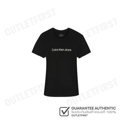 CALVIN KLEIN JEANS รุ่น INSTITUTIONAL LOGO SLIM TEE CODE: J224949 BEH เสื้อยืดคอกลม เสื้อยืดผู้หญิง เสื้อยืดสีดำ
